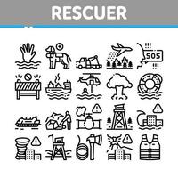conjunto de ícones de coleção de equipamentos de resgate ilustrações vetoriais vetor