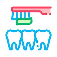 ícone de sinal de linha fina de vetor de limpeza de dentes de dentista