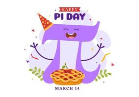 ilustração do dia mundial pi com constantes matemáticas, letras gregas ou torta doce assada para a página de destino em modelos de símbolo de desenho animado desenhados à mão vetor