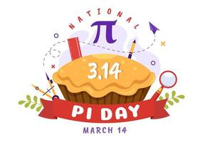 ilustração do dia mundial pi com constantes matemáticas, letras gregas ou torta doce assada para a página de destino em modelos de símbolo de desenho animado desenhados à mão vetor