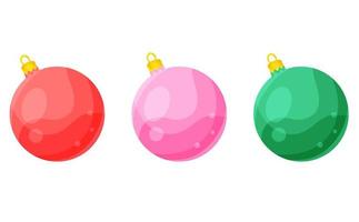 conjunto vetorial de bolas coloridas de natal, decorações de natal, brinquedos de natal, bolas brilhantes vetor