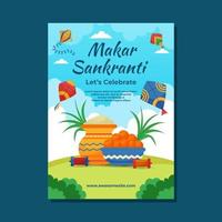 modelo de cartaz makar sankranti vetor