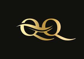 logotipo qq moderno para marcas de luxo. vetor de design de logotipo de negócios de letra qq inicial
