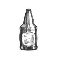 garrafa de vidro desenhada à mão com vetor de rótulo em branco