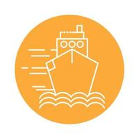 ícone de estilo de linha de bloco de transporte de navio de carga vetor