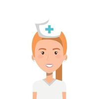 enfermeira profissional com ícone isolado de chapéu vetor