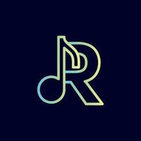 design de logotipo de nota musical letra r vetor