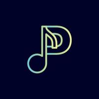 design de logotipo de nota musical letra p vetor