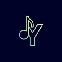 design de logotipo de nota musical letra y vetor