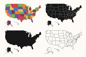 mapa dos eua com estados federais. design de mapa diferente dos estados unidos. ilustração vetorial isolada. vetor