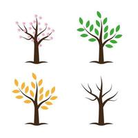 coleção de árvores em quatro estações. Primavera Verão outono inverno. ilustração vetorial isolada no fundo branco