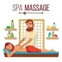 vetor de massagem de spa. salão de relaxamento e bem-estar. ilustração de personagem de desenho animado plana isolada