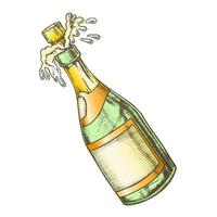 vetor de cor de explosão de garrafa em branco de champanhe