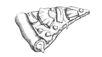 vetor desenhado à mão de pizza fatia italiana vegetariana