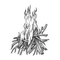 vetor vintage tradicional de vara de madeira em chamas
