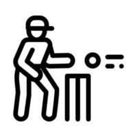 jogador de críquete jogando ilustração de contorno vetorial de ícone de bola vetor