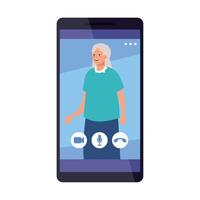 avó em smartphone em desenho vetorial de vídeo chat vetor