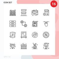 pacote de linha vetorial editável de 16 contornos simples de armário editar perfil de configuração de dinheiro elementos de design vetorial editável vetor