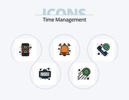 linha de gerenciamento de tempo cheia de ícones do pacote 5 design de ícones. inteligente. jardim. processo de tempo. agricultor. ano vetor