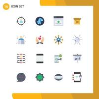 grupo de símbolos de ícones universais de 16 cores planas modernas de produtos de negócios na Internet lançamento de produtos links rápidos pacote editável de elementos de design de vetores criativos