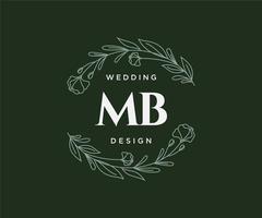 coleção de logotipos de monograma de casamento de letras iniciais mb, modelos modernos minimalistas e florais desenhados à mão para cartões de convite, salve a data, identidade elegante para restaurante, boutique, café em vetor