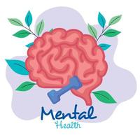 conceito de saúde mental e cérebro com halteres, exercício mental vetor