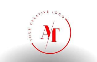 vermelho no design do logotipo da letra serif com corte cruzado criativo. vetor