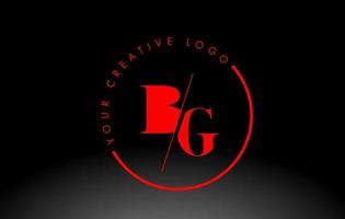 design de logotipo de letra com serifa vermelha bg com corte cruzado criativo. vetor
