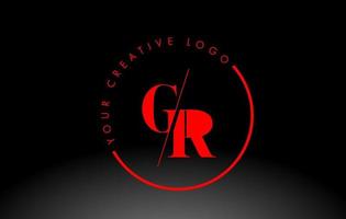 design de logotipo de letra com serifa vermelha gr com corte cruzado criativo. vetor