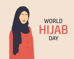 dia mundial do hijab. retrato feminino. ilustração vetorial. vetor