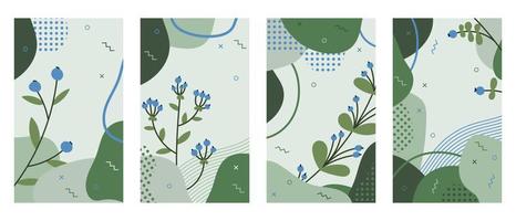 conjunto de cartazes botânicos com bagas e folhas. formas e texturas orgânicas. conjunto de vetores de bagas. ilustração vetorial