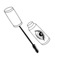ilustração de doodle do ícone de rímel feminino, vetor, maquiagem vetor
