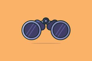 binóculos ilustração em vetor instrumento óptico. conceito de ícone do objeto explorador binocular. binóculos com lentes de vidro para visualização de design vetorial de objetos distantes com sombra em fundo laranja claro.