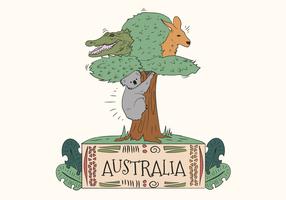 animais selvagens bonitos australianos em vetor de árvore
