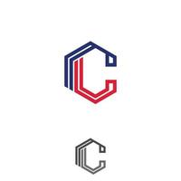 design de logotipo de linha de vetor de letra hexágono c