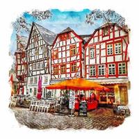 limburg alemanha esboço em aquarela ilustração desenhada à mão vetor