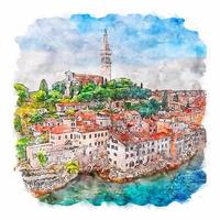 rovinj croácia esboço em aquarela ilustração desenhada à mão vetor