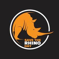salve o design de letras do dia do rinoceronte vetor