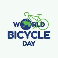 carta dia mundial da bicicleta em 3 de junho com mapa do mundo vetor