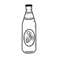 garrafa de vidro com cerveja. bebida alcoólica fria. ilustração em vetor doodle. um desenho.