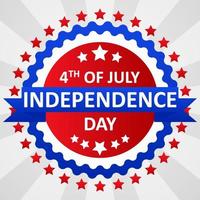 feliz dia da independência 4 de julho fita com crachá de rótulo de estrelas modelo de mídia social vetor