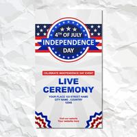 feliz dia da independência 4 de julho histórias do instagram banner de modelo de postagem de mídia social vetor