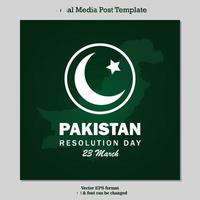 resolução do Paquistão, dia 23 de março, modelo de postagem de banner, design moderno de ilustração vetorial criativa vetor