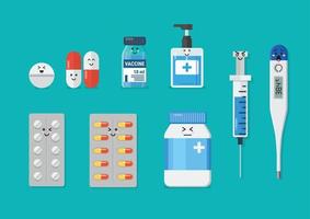 emoji elementos de saúde médica vetor