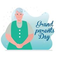 feliz dia dos avós com a avó fofa vetor