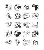 pacote de 19 designs cobiçosos, ícone de estilo de linha