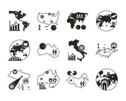 pacote de 19 designs cobiçosos, ícone de estilo de linha
