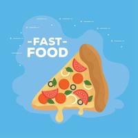 cartaz de fast food, com fatia de pizza vetor