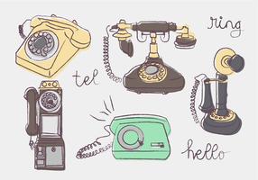 Vintage Phone Doodle Ilustração do vetor