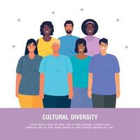 bandeira de jovens multiétnicos juntos, conceito cultural e de diversidade vetor